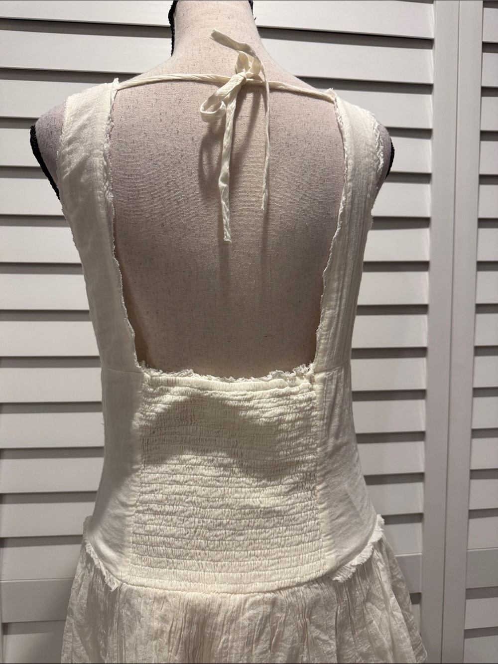 Free People NWT In my Dreams Ivory Tiered Lace-Up Maxi Dress - Picture 6 of 12